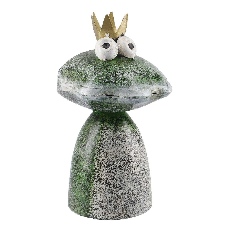 Gartendeko | Nanu-Nana Zaunstecker Frosch, Grun/Gold, 18 Cm