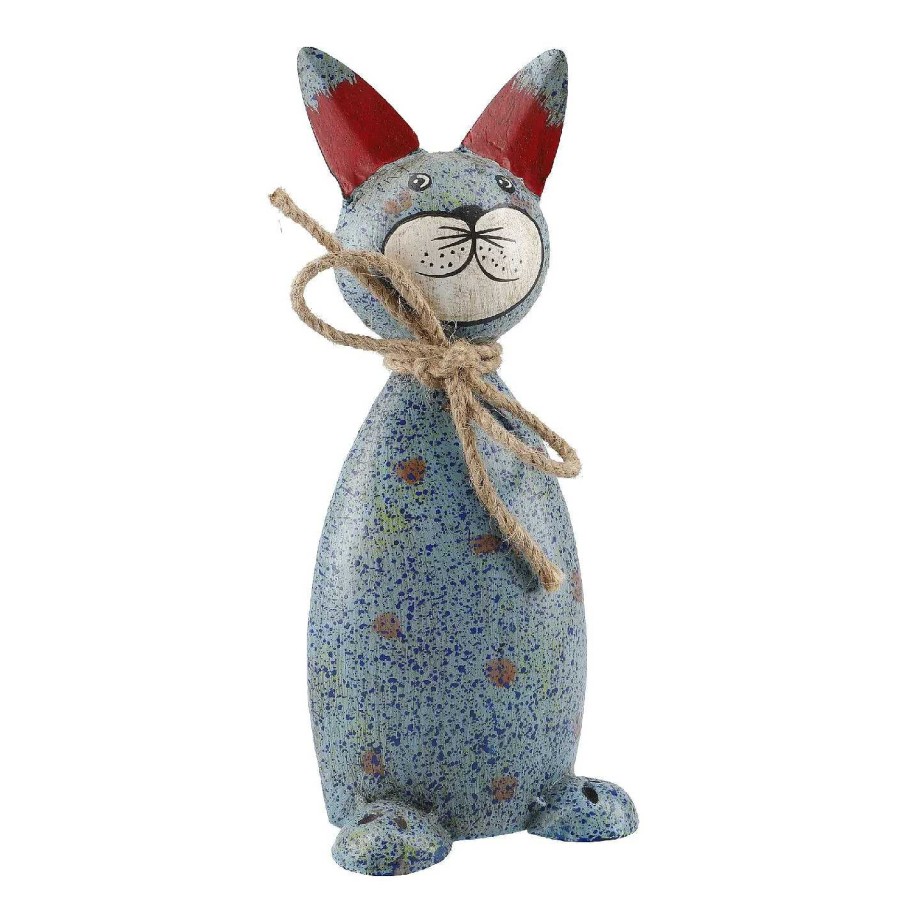 Gartendeko | Nanu-Nana Zaunstecker Katze, Blau, 23 Cm