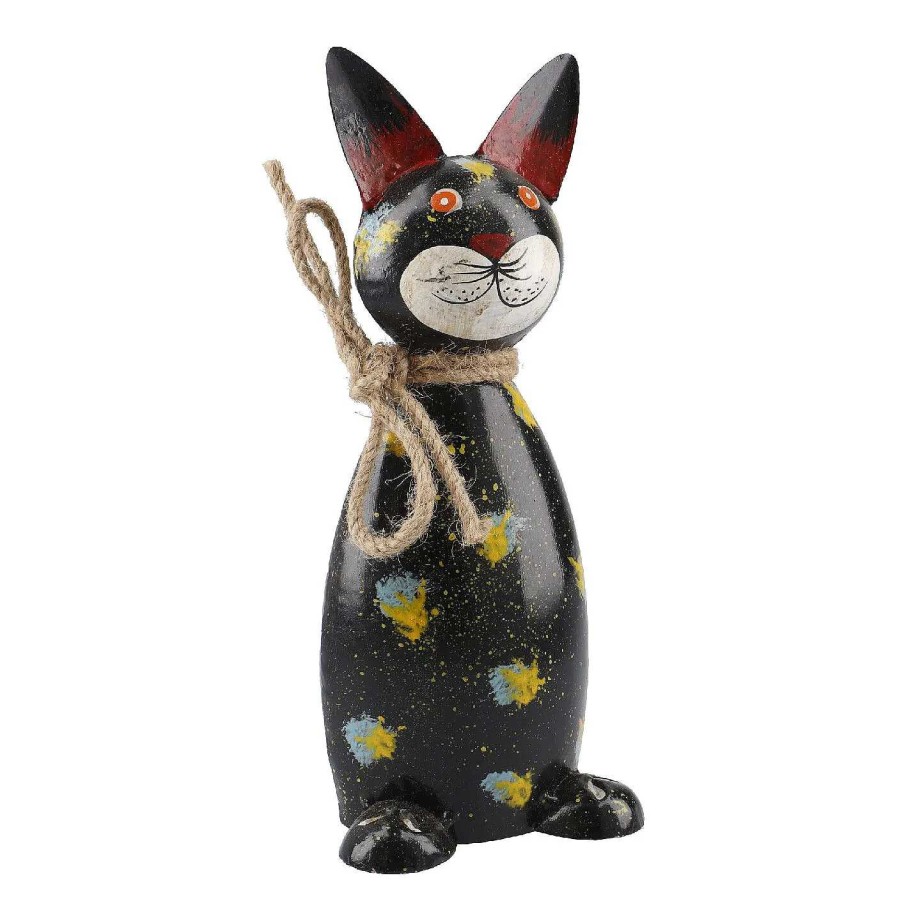 Gartendeko | Nanu-Nana Zaunstecker Katze, Schwarz, 23 Cm