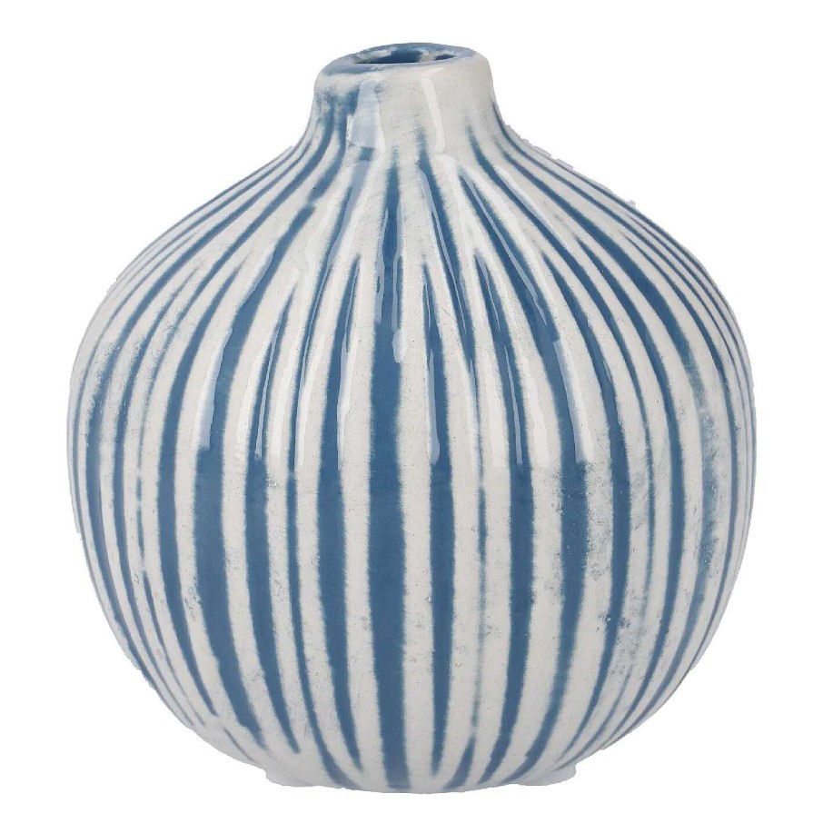 Fruhlingsvasen | Nanu-Nana Vase Muster, Rillen/Blau, 8 Cm