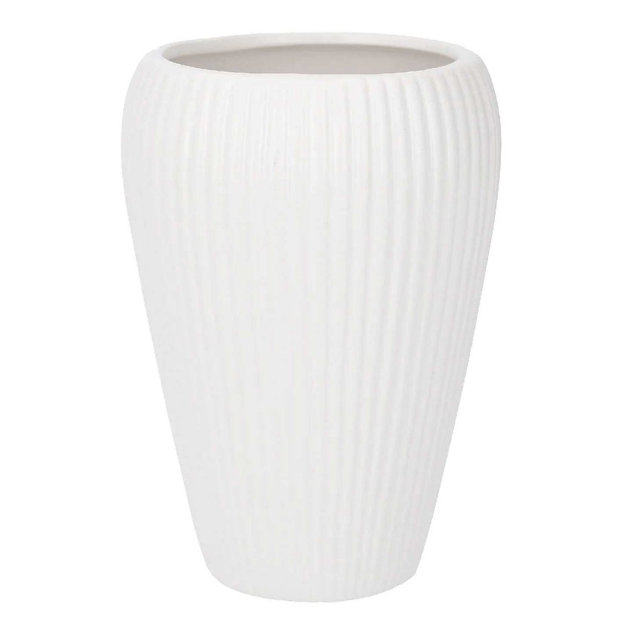 Fruhlingsvasen | Nanu-Nana Vase Riffel, Weis-Matt, 15 Cm