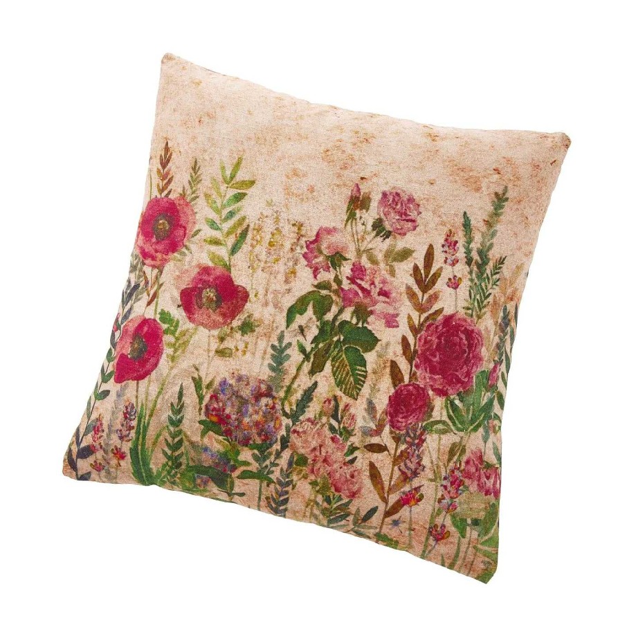 Wohntextilien | Nanu-Nana Kissen Blumen, Beige/Rot, 45 Cm