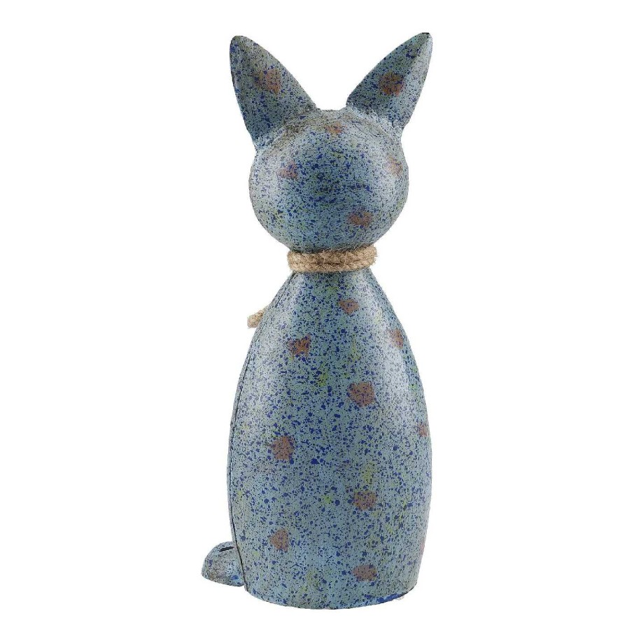 Gartendeko | Nanu-Nana Zaunstecker Katze, Blau, 23 Cm