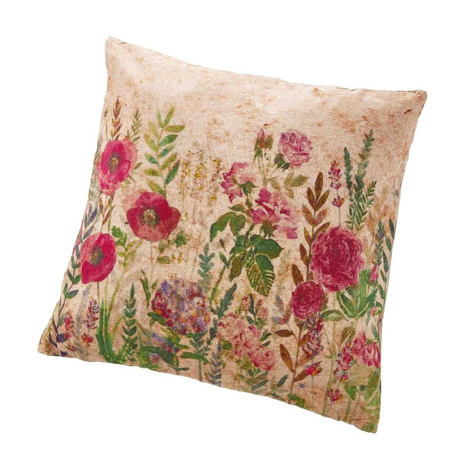 Wohntextilien | Nanu-Nana Kissen Blumen, Beige/Rot, 60 Cm