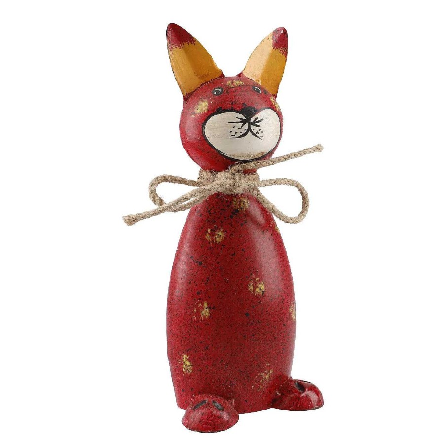 Gartendeko | Nanu-Nana Zaunstecker Katze, Rot, 23 Cm