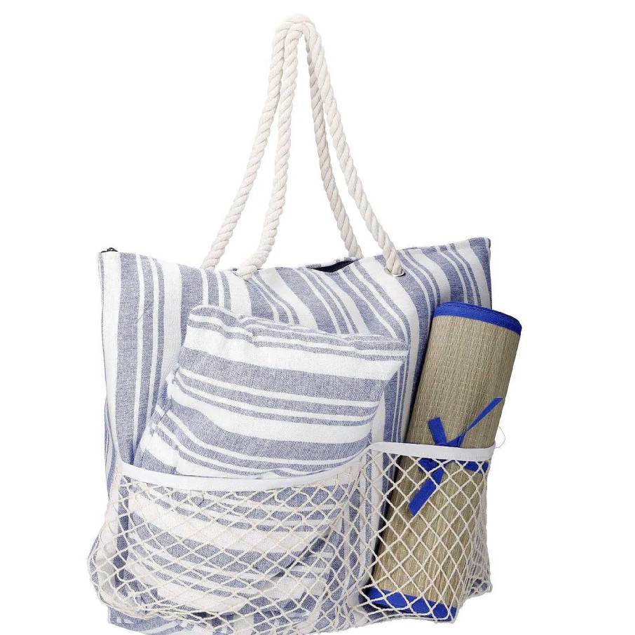 Ab Zum Strand | Nanu-Nana Strandtasche Netz Mit Kissen Und Matte, Blau