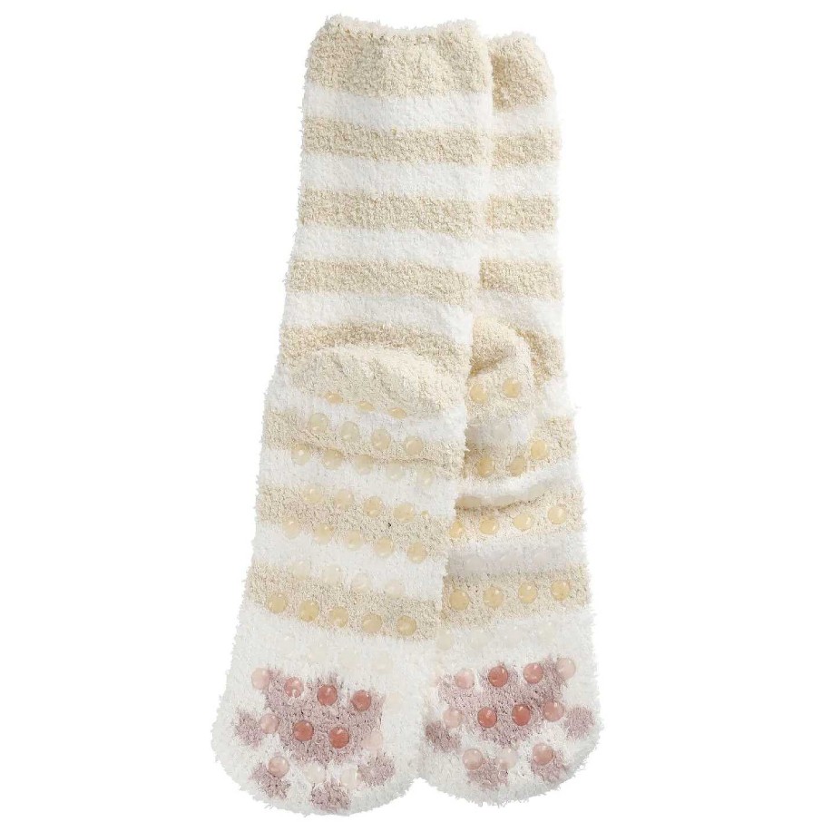 Geschenke Fur Frauen | Nanu-Nana Kuschelsocken Anti-Rutsch, Streifen/Beige/Offwhite