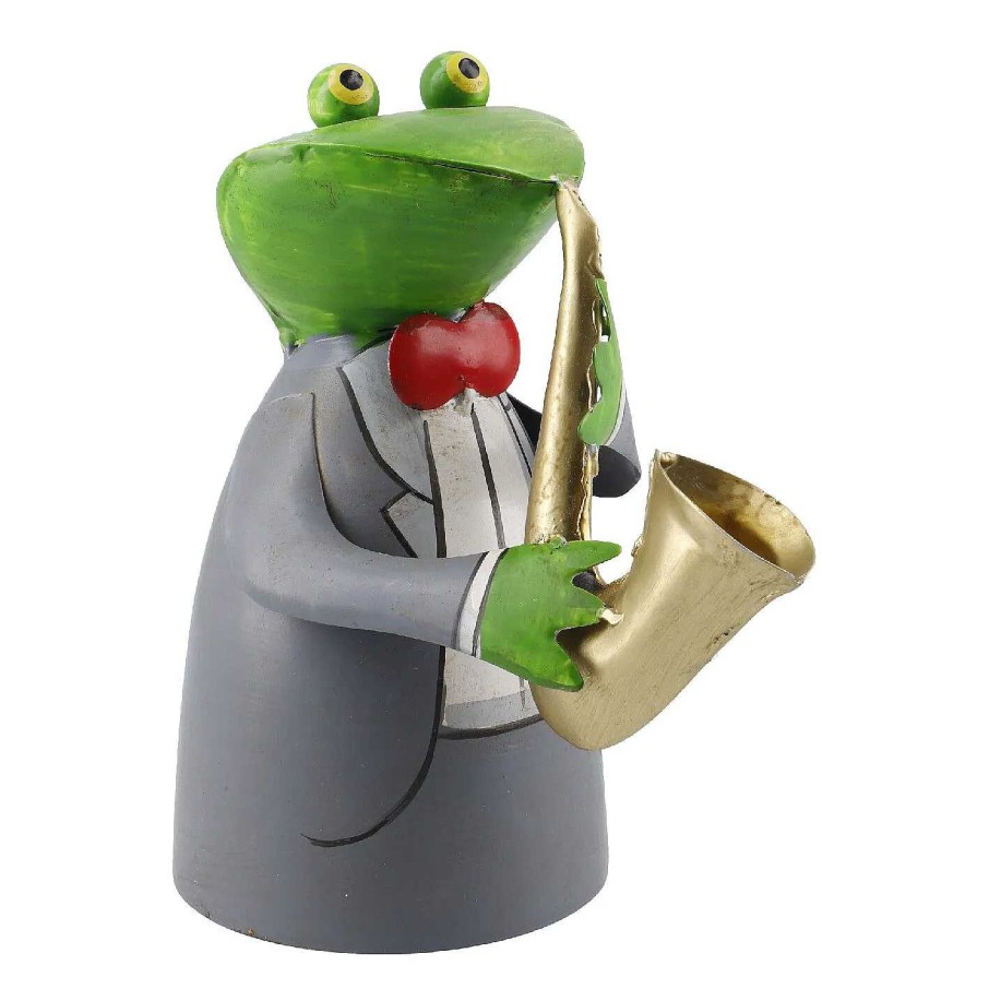 Gartendeko | Nanu-Nana Zaunstecker Frosch Musik, Saxofon, 20 Cm