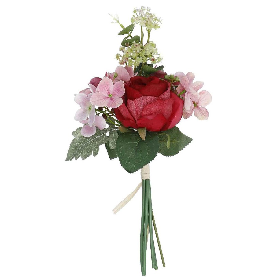 Fruhling&Kunstblumen | Nanu-Nana Straus Rose/Eucalyptus, Pink, 39 Cm