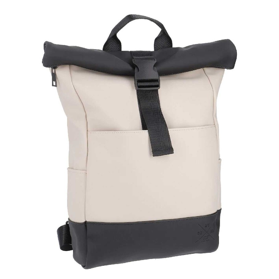 Unterwegs | Nanu-Nana Rucksack Rolltop, Duo, Beige/Schwarz, 45 Cm