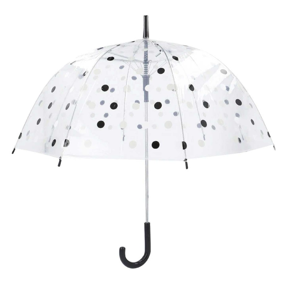 Unterwegs | Nanu-Nana Regenschirm Transparent, Dots, Schwarz, 82 Cm