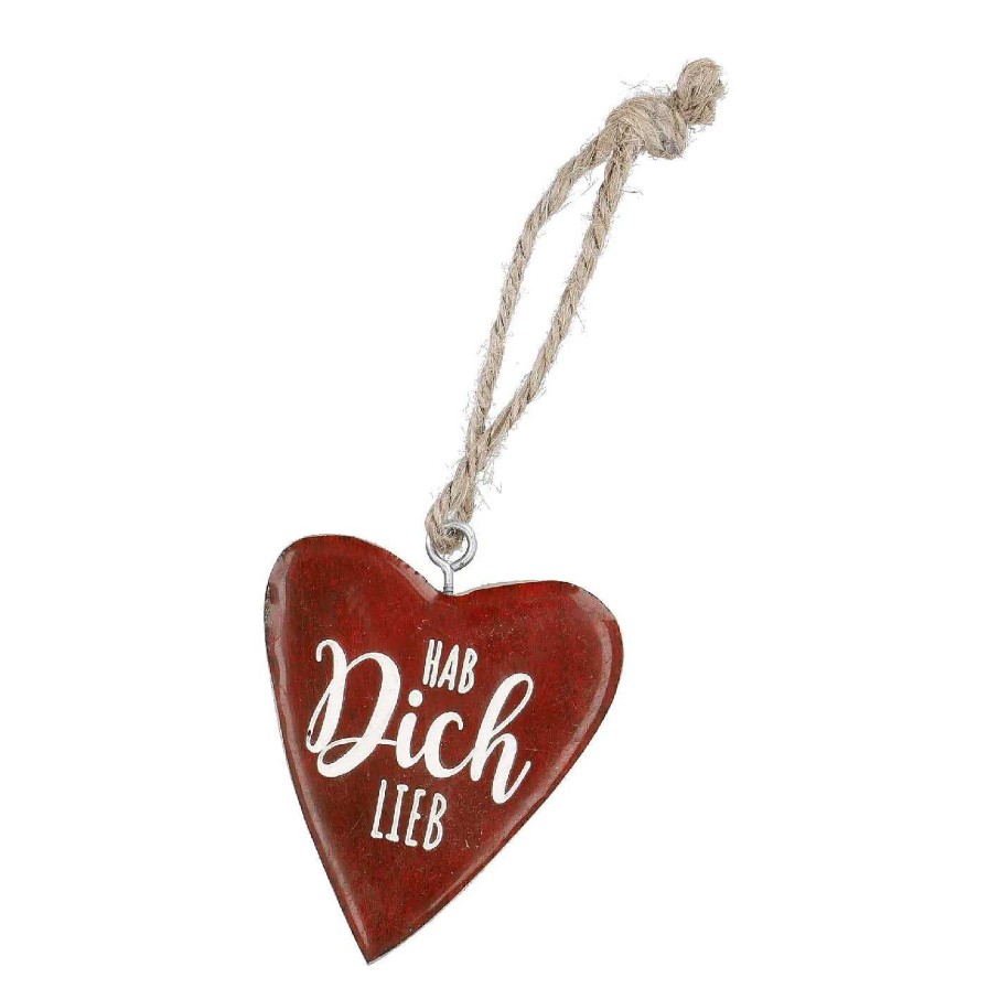 Deko&Objekte | Nanu-Nana Anhanger Herz, Hab Dich Lieb/Rot, 7.5 Cm