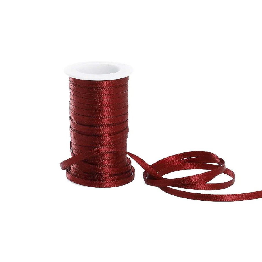 Dekozubehor | Nanu-Nana Geschenkband Satin, Bordeaux, 3Mm X 10M