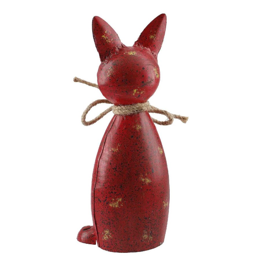 Gartendeko | Nanu-Nana Zaunstecker Katze, Rot, 23 Cm