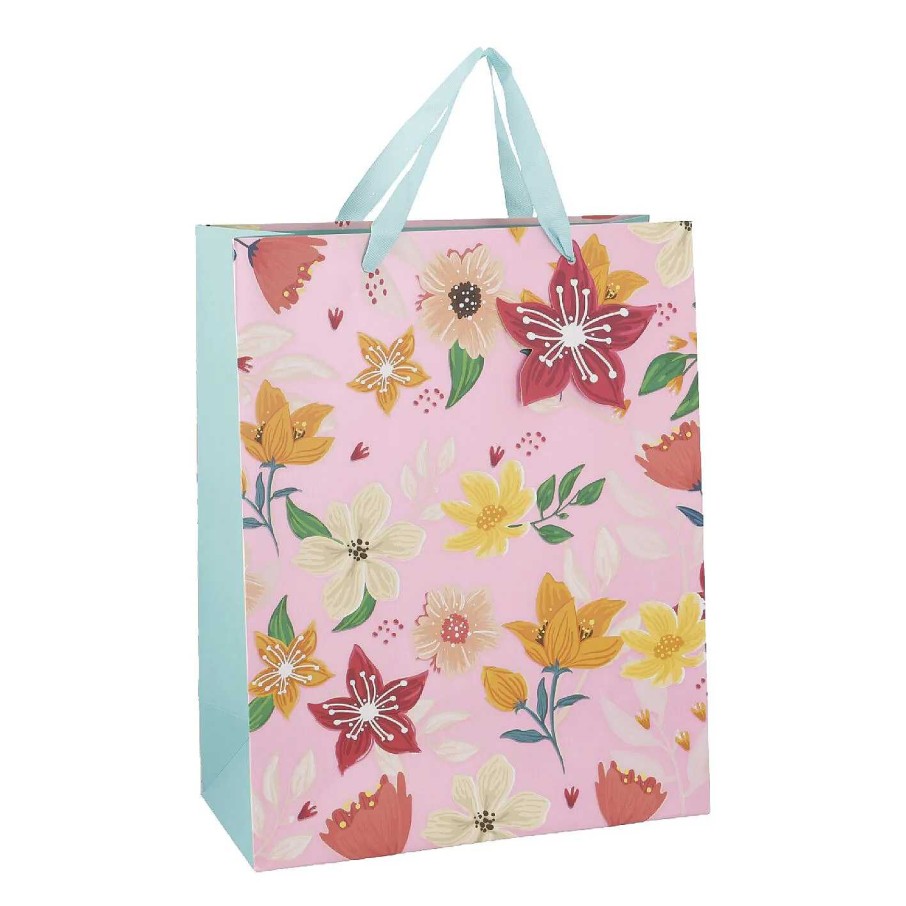 Fruhlingsdeko | Nanu-Nana Geschenktute Floral, Blumen/Rosa, 26 X 32 Cm