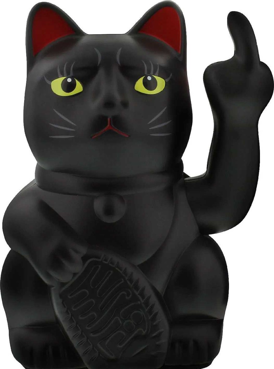 Figuren | Nanu-Nana Winkekatze Stinkefinger, Schwarz, 15 Cm