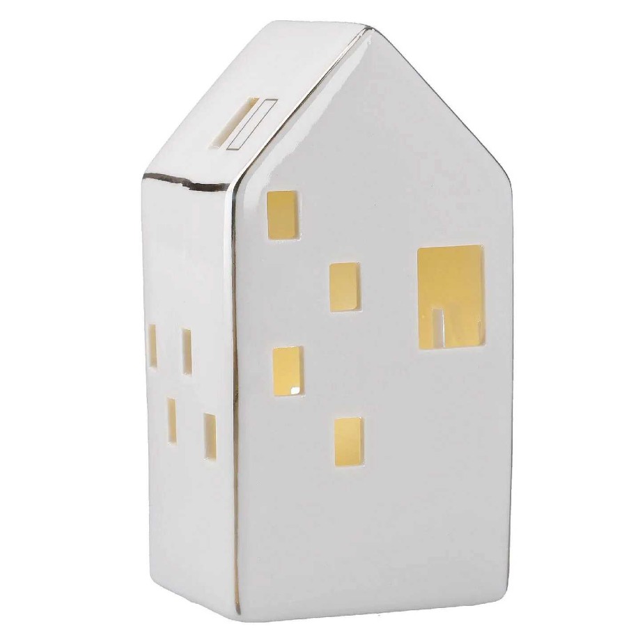 Deko&Objekte | Nanu-Nana Led-Haus Mit Goldener Hauskante, 13.5 Cm