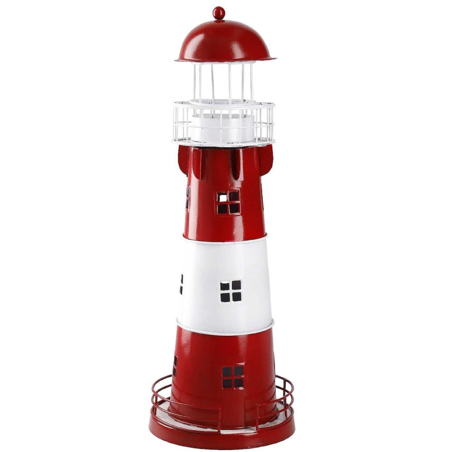 Deko&Objekte | Nanu-Nana Windlicht Leuchtturm, Rot/Weis, 36 Cm