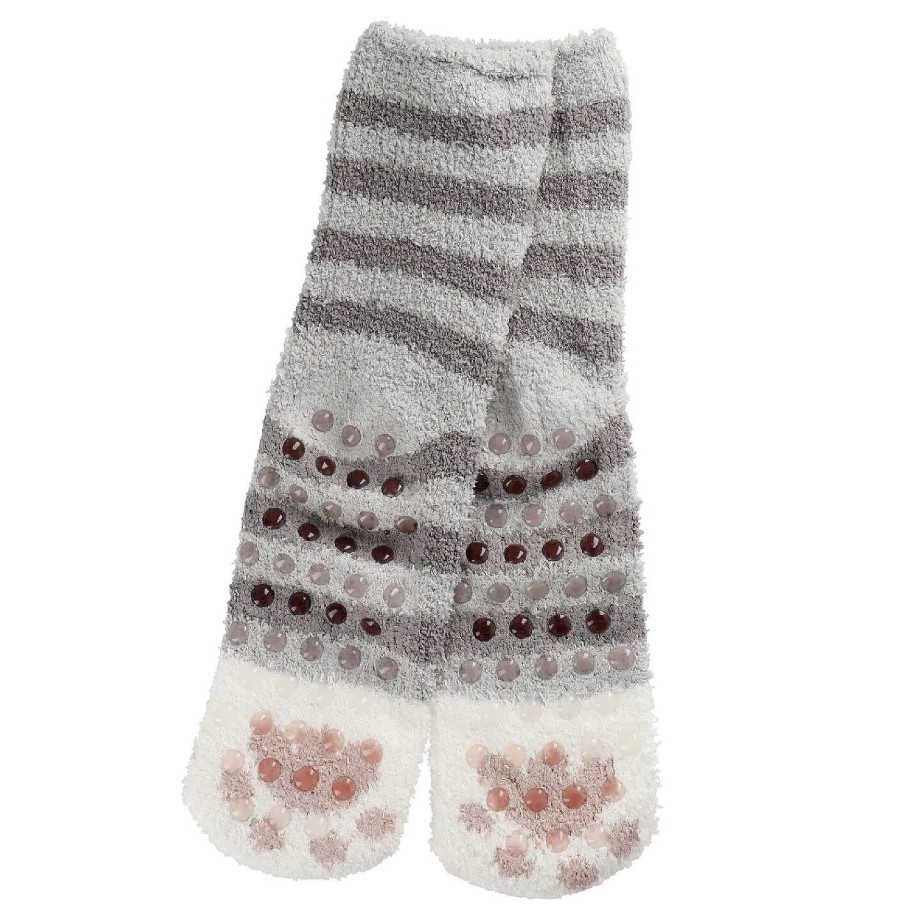 Geschenke Fur Frauen | Nanu-Nana Kuschelsocken Anti-Rutsch, Streifen/Grau/Offwhite