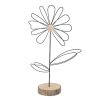 Deko&Objekte | Nanu-Nana Metall-Blume Auf Holzfus, Schwarz/Natur, 32 Cm