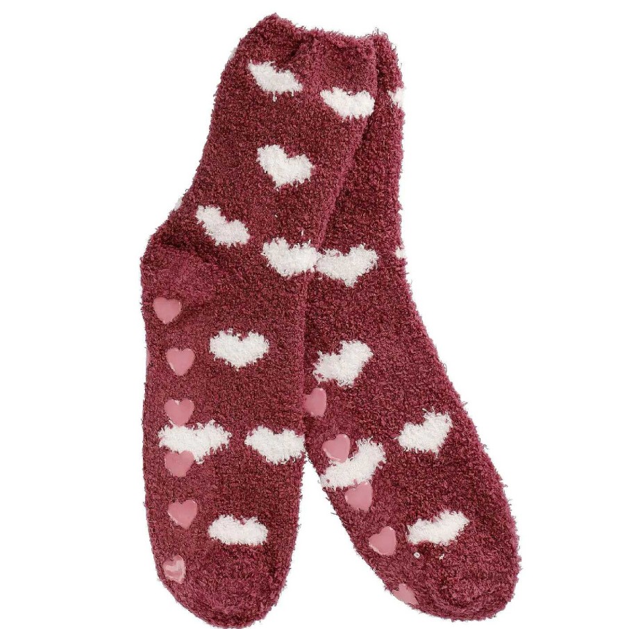 Geschenke Fur Frauen | Nanu-Nana Kuschelsocken Anti-Rutsch, Herzen/Bordeaux